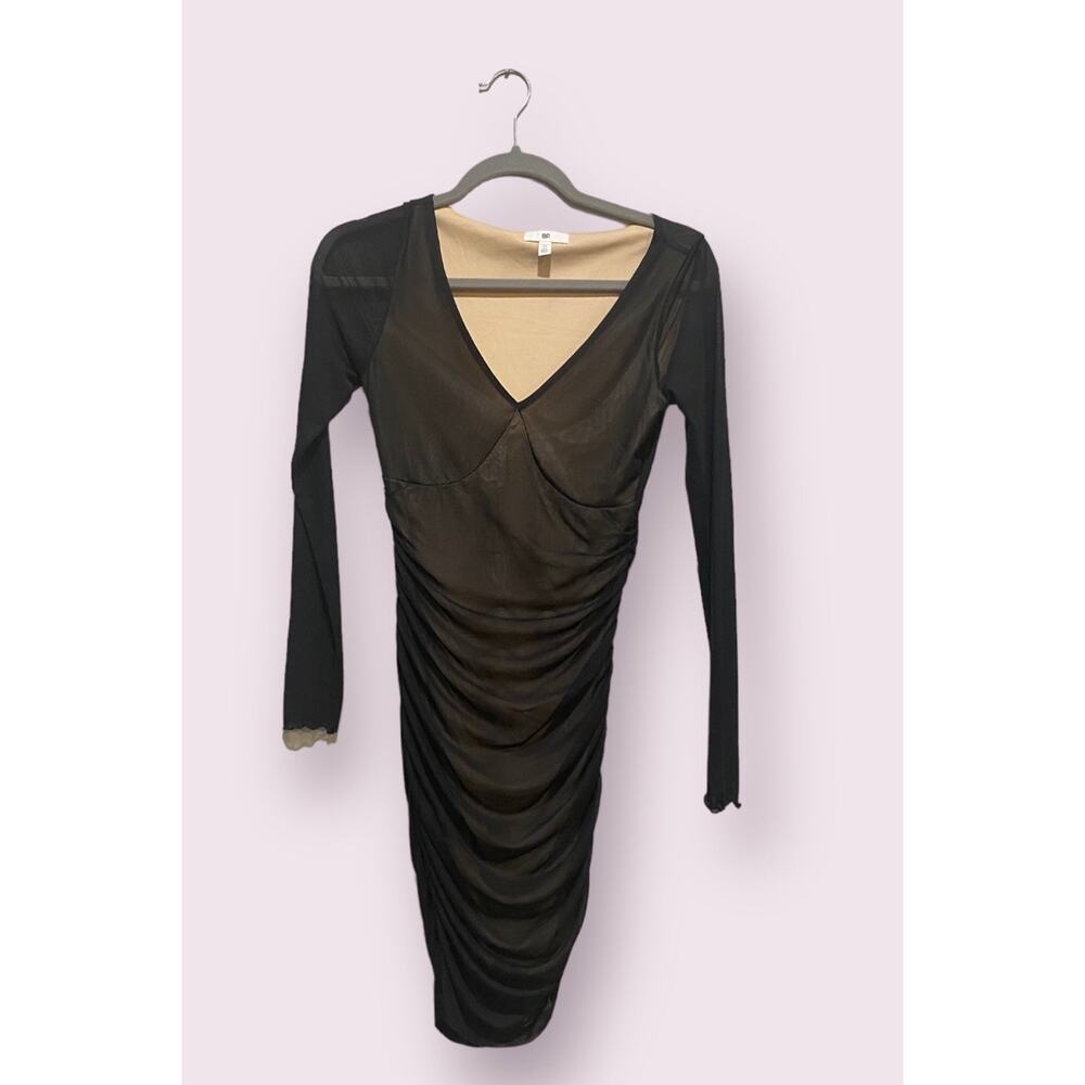 Bp Black Long Sleeve Mesh Mini Dress size XSMALL - 23 - Picture 2 of 11